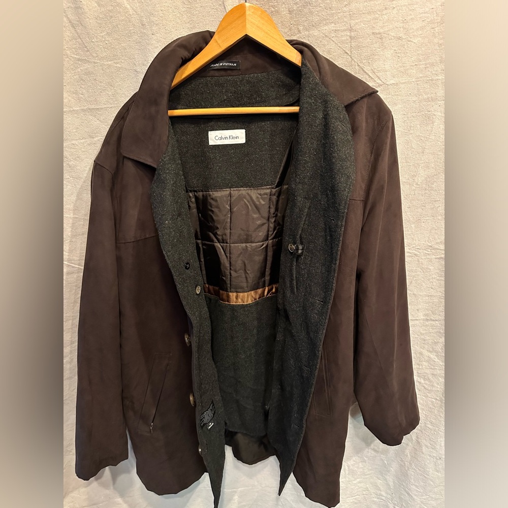 Calvin Klein men’s 42 regular jacket faux suede wool lining